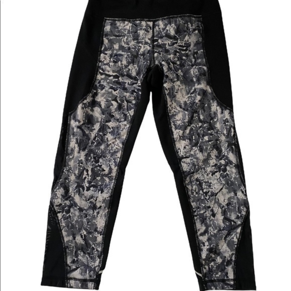 Zella Gray, Black & White Capri Leggings with Mesh